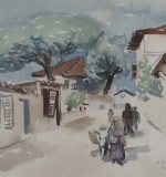 Dorfstrasse auf Cypern, Aquarell, 1937