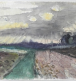Felder im Regen, Aquarell, 1959