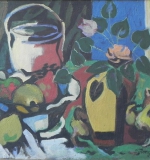Rosen in gelber Vase, Öl auf Leinwand, 1953