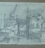 Dock in Hamburg, Zeichnung